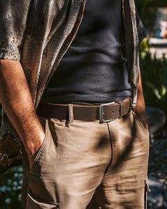 Cinturón de Cuero Genuino para Hombre, Hebilla Cuadrada Plateada, Casual, Ajustable, Color Sólido, para el Trabajo y Uso Diario - Product Image 3