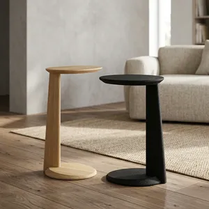 Modern Minimalist Wooden <b>Side</b> <b>Table</b> with <b>Round</b> Top for Living Room Furniture - Product Image 1