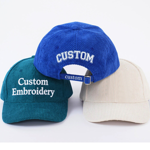WILDOAK Custom 6 Panel <b>Corduroy</b> Baseball Cap Unisex Adjustable Embroidered Dad <b>Hat</b> - Product Image 2