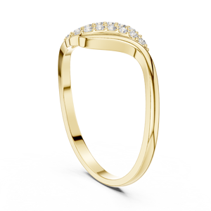 Anillo de oro amarillo macizo de 14k para mujer con diamante de corte redondo minimalista en forma de hoja natural, ideal para regalo de compromiso, aniversario o boda. - Product Image 2