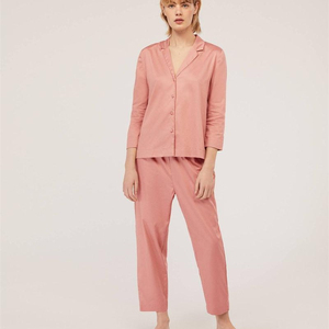 Conjunto de Pijama de Manga Larga para Mujer, Pantalones Capri, Ropa de Dormir Transpirable, Ropa Cómoda para Estar en Casa, Ropa de Dormir Informal y Suave para Primavera - Product Image 3