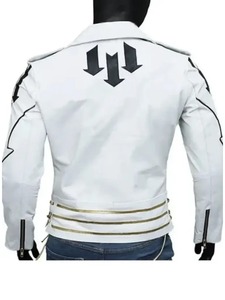 <b>Mens</b> Slimfit <b>White</b> Leather <b>Jacket</b> - Product Image 2