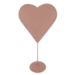 Corazón de hierro decorativo para el hogar, Base de forma redonda, Color rosa, decoración hecha a mano, personalizada, venta al por mayor - Product Image 1
