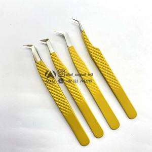 Puntas doradas con pinzas para pestañas de acero inoxidable sostenible Rosa bebé Agarre de microfibra Pinzas para pestañas de acero inoxidable puntiagudas - Product Image 6