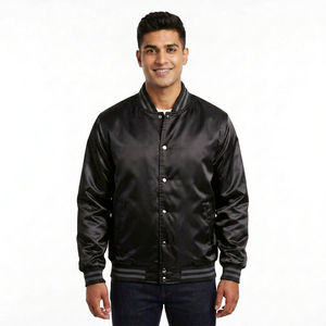 Intención de compra de mayoristas y distribuidores. Alibaba incluye en su lista de búsquedas relacionadas la venta al por mayor de chaquetas universitarias de satén. - Product Image 3