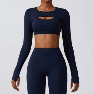 Custom Wholesale New Womens Gym Fitness Yoga Set Reversible Washed Solid Sports Bra with Shorts & Leggings Activewear Set - Product Image 3