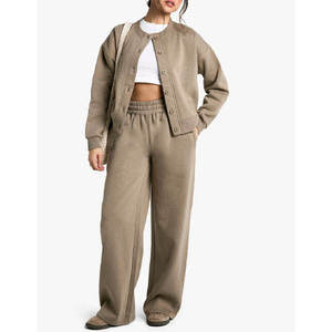 Womens cropped hoodie tracksuit <b>set</b> fleece two piece outfit slim fit <b>jogger</b> pants casual sportswear custom logo loungewear <b>set</b> - Product Image 1