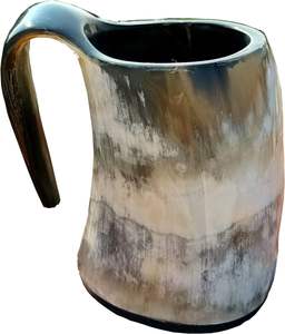 Mug en corne naturelle fait main, idéal pour les boissons chaudes et froides (400 ML) – Mug à bière cylindrique - Product Image 1