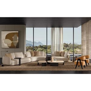 Modern Curved Solid Teak Wood <b>Sofa</b> Set Luxury Boucle 2 Seater Couches Accent Chairs Living Room Furniture Wholesale - Product Image 1