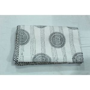 Personalized Use <b>Indian</b> Kantha Bedspread & <b>Quilt</b> Handmade Printed Cotton Washable Soft Eco-Friendly Housewarming Gift - Product Image 2