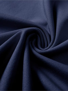 Men's Navy Solid Knitted Cotton for Shirt Short Sleeve Custom Logo Print Breathable Casual Wear - Product Image 6