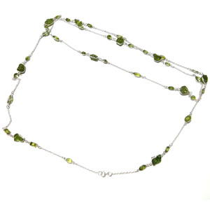 Collar de Piedras Preciosas de Peridoto Natural de KGN SILVER JEWELLERY HOUSE, Plata de Ley 925, Hecho a Mano, Piedra Verde en Bruto, Cadena Larga, Estilo Bohemio - Product Image 6