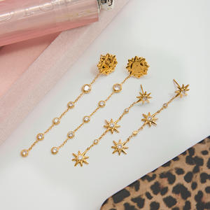 Pendientes Colgantes de Sol de Acero Inoxidable con PVD de Oro de 18K al por Mayor - Product Image 6