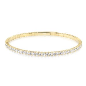 BRILLIANT DIAMANT Brazalete de Tenis Flexible con Diamante Cultivado en Laboratorio de Oro de 14K, Certificado IGI, 2.3 CT, Corte Brillante, Chapado en Rodio, Lujoso - Product Image 4