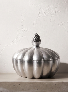 Bol de rangement décoratif de Noël en aluminium argenté avec couvercle, pièce d'appoint de table pour les fêtes, vente en gros du fabricant - Product Image 2