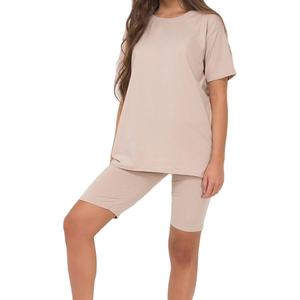 <b>Women</b> Cotton <b>Short</b> <b>Set</b> Breathable Anti-Wrinkle Fabric Trendy Latest Design High Quality High Waist T-shirt <b>Shorts</b> HI 2026 - Product Image 3