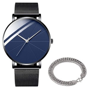 Men's <b>Watches</b> <b>Black</b> Dial Mesh Band Sport Quartz Wrist <b>Watch</b> 6213 - Product Image 5