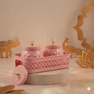 Bocaux de rangement rectangulaires roses avec couvercles, hermétiques pour la conservation de la fraîcheur, design mignon pour la cuisine, ensemble de contenants empilables - Product Image 1