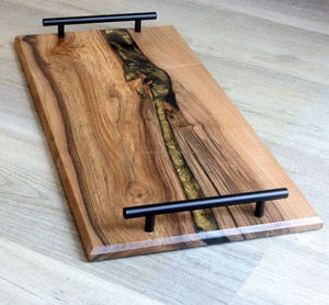 Plateau de service en bois de noyer personnalisé avec poignée robuste, grand plateau en bois pour la restauration, la cuisine, le salon, la décoration de la maison - Product Image 4