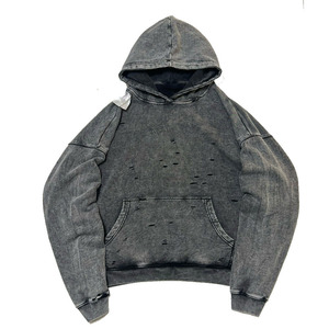 Sweat-shirt décontracté à capuche surdimensionné pour homme en coton gris French Terry avec poche, style automne - Product Image 1