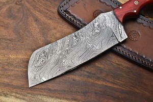 Cuchillo de caza hecho a mano de acero de Damasco, hoja con punta curva, mango de madera, 12 pulgadas, filo biselado afilado, cuchillo de caza para exteriores. - Product Image 3