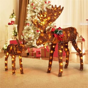 Set Decorativo Natalizio con Luci LED, Ornamento a Forma di Alce Illuminato in 2 Pezzi per Casa e Esterni, Decorazioni Invernali - Product Image 4