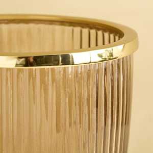 Florero de Vidrio Acanalado Dorado de Lujo, Centro de Mesa Decorativo Minimalista Hecho a Mano, Resistente al Óxido, para el Hogar - Product Image 5