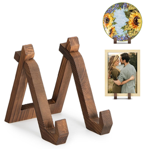 <b>Wooden</b> Display Stand for Photos and Plates Decorative <b>Easel</b> Holder for Picture Frames Artwork Collectibles and Home Decor Wholes - Product Image 5