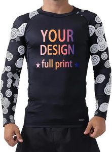 100% <b>Top</b> High Quality Custom Design Slim Fit Unisex Rash Guard with Mesh Washed Simple Front Fitness Wear Gym Workout - Product Image 3