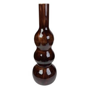 Jarrón de Metal Marrón Elegante al por Mayor, Jarrón Alto Nórdico Brillante con Forma de Calabaza, Maceta Moderna Decorativa de Metal para Decoración del Hogar - Product Image 1