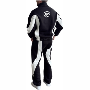 Conjunto Deportivo de Hombre Premium de Alta Calidad, Corte Holgado, Tejido Acanalado, con Ribete de 3 Hilos - Negro - Product Image 2