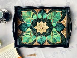 Plateau en bois imprimé élégant pour réception de mariage, idéal pour l'affichage de cadeaux et de cartes, plateau de service en gros - Product Image 2