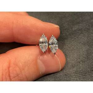 Boucles d'oreilles clous en diamant marquise de 1,5 carat cultivé en laboratoire, or 14 carats, certifié IGI, clarté VS1, style minimaliste, anniversaire, anniversaire de mariage - Product Image 1