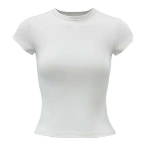 Women's Crew Neck Short Sleeve T-Shirt Regular Fit Solid Color Casual Jersey Cotton Bamboo Fiber <b>Plain</b> Dyed Anti-Pilling - Product Image 6