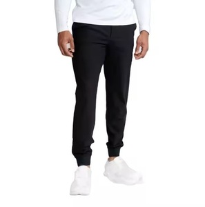 Pantalon de jogging pour homme en tricot doux mélange coton-spandex avec poche arrière et surpiqûres pour un style streetwear. - Product Image 1