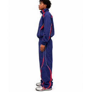 Conjunto de Chaqueta Cortavientos Ligera de Nailon y Pantalones Deportivos de Nailon, Traje Deportivo con Costuras Personalizadas - Product Image 3