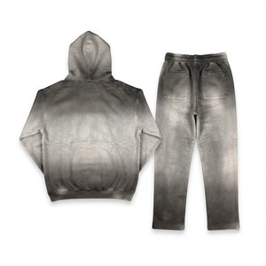 Nuevos Conjuntos de Chándales de Algodón con Teñido Degradado Personalizados, con Capucha, Mangas Largas, Color Degradado, Ropa Casual de Otoño con Bolsillos Laterales y Cintura Elástica - Product Image 2
