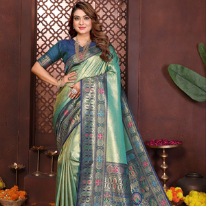 Dhwaja Export Premium Modern Banarasi <b>Tissue</b> Silk Women's Floor-Length Quick Dry Saree for Diwali Party & <b>Wedding</b> All Seasons - Product Image 1
