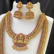 ชุดสร้อยคอและต่างหูประดับลูกปัดชุบทองแบบคลาสสิก เครื่องประดับงานแต่งงานแบบดั้งเดิมสำหรับงานหมั้น งานครบรอบ และงานเลี้ยง - Product Image 2