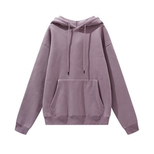 Sweat-shirt à capuche unisexe coupe oversize couleur unie avec poches, en molleton tricoté décontracté pour l'automne - Product Image 5