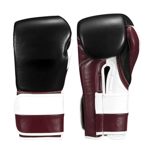 Custom 16oz Blue white PU Boxing Training Gloves Wrist Closure <b>Strap</b> Breathable for Adults 14 Years & Up with Customized Logo - Product Image 2