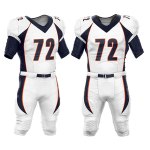 Uniforme de football américain personnalisé blanc, marine et orange, grande taille, 100 % polyester, prix de gros, qualité unique - Product Image 1
