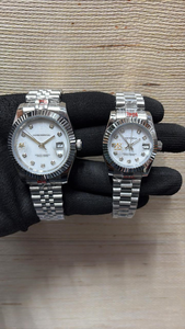 Montre mécanique de luxe en acier inoxydable, cadran en nacre, index des heures en diamant, design vintage, haute qualité, édition limitée - Product Image 3