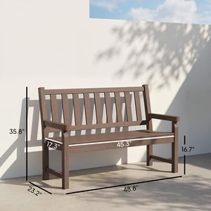 Banco de Jardín de HDPE para 2 Personas, Color Marrón, con Capacidad para 530 Libras, Asiento Curvo para Patio, Terraza, Parque, Césped, Jardín - Product Image 3
