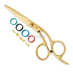 Tijeras de Peluquería de Acero Inoxidable Duraderas, Color Dorado Titanio de Calidad Profesional, Cuchillas Afiladas, Herramienta de Belleza - Product Image 1