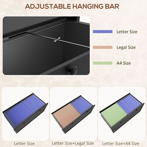 ตู้เก็บเอกสารสีดำ 2 ลิ้นชัก พร้อมราวแขวนปรับได้ สำหรับใส่เอกสารขนาด Letter, A4 และ Legal แบบวางแนวนอน - Product Image 5