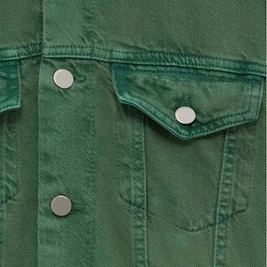 Veste en jean verte pour homme, col rabattu décontracté, coupe classique, en coton tissé, simple boutonnage, style automne - Product Image 5