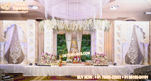 Mariage à thème ouvert Ensemble de scène en fibre traditionnelle Mariage tamoul Décor de scène traditionnel Scène de mariage ouverte abordable MandapConcept - Product Image 5