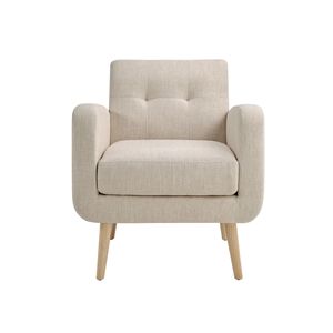 Poltrona Singola Moderna Stile Mid-Century con Gambe in Legno di Gomma, Divano in Tessuto per Soggiorno - Product Image 1