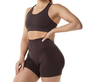 2026 femmes taille haute Shorts de gymnastique sans couture vêtements de sport Leggings avec bouton décoration sport Yoga ensembles avec Legging à motifs - Product Image 2
